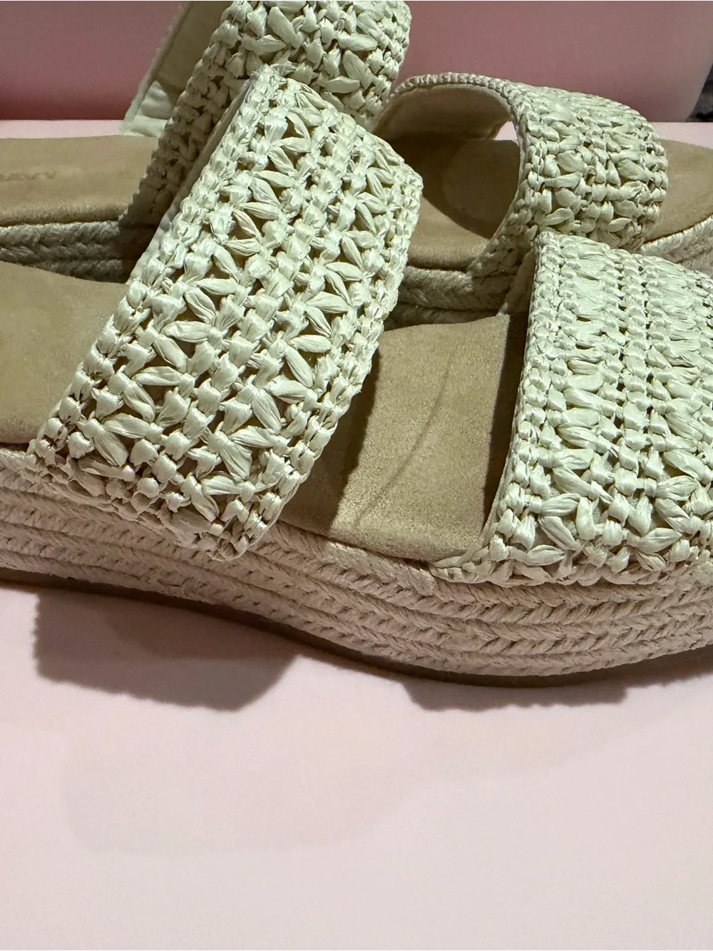 Old Navy Woven Double-Strap Platform Sandal in Cream size 8 - Picture 1 of 6